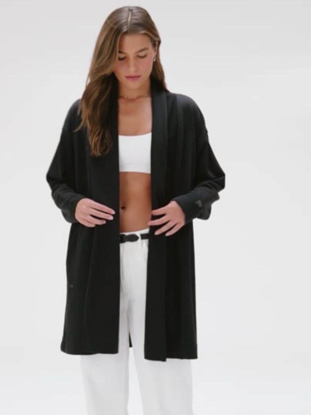 Fabletics Year Round Terry Black Cardigan